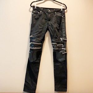 Black Faux Leather Jeans